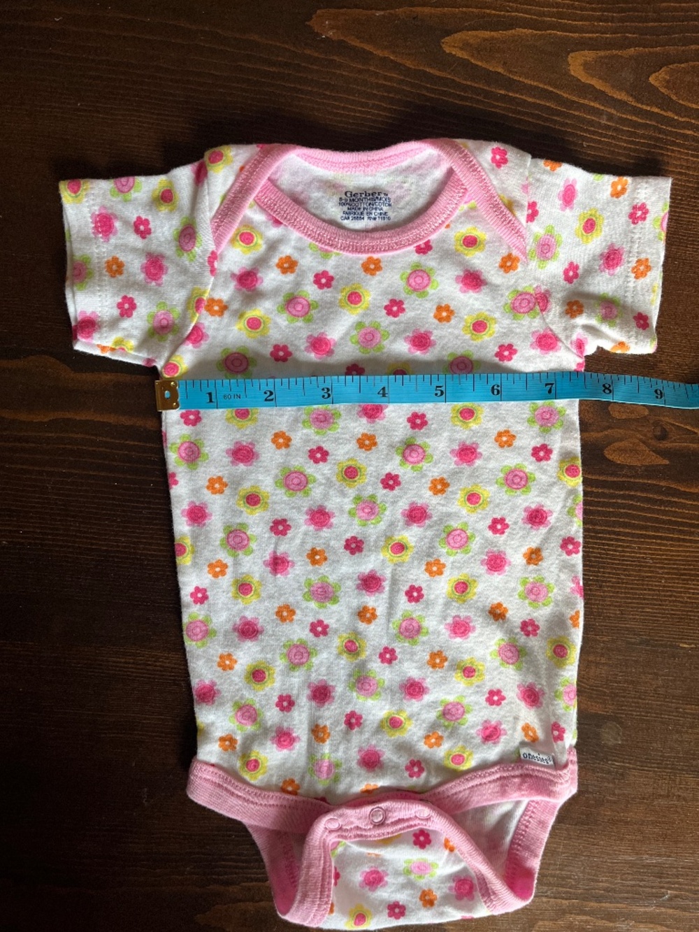 Gerber Baby Onesie Bodysuit Pink Floral on 100% Cotton - 6 mth